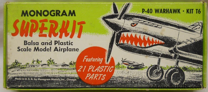 Monogram 1/54 Curtiss P-40 Warhawk 'Superkit' - Balsa/Plastic Model Airplane Kit, T6 plastic model kit